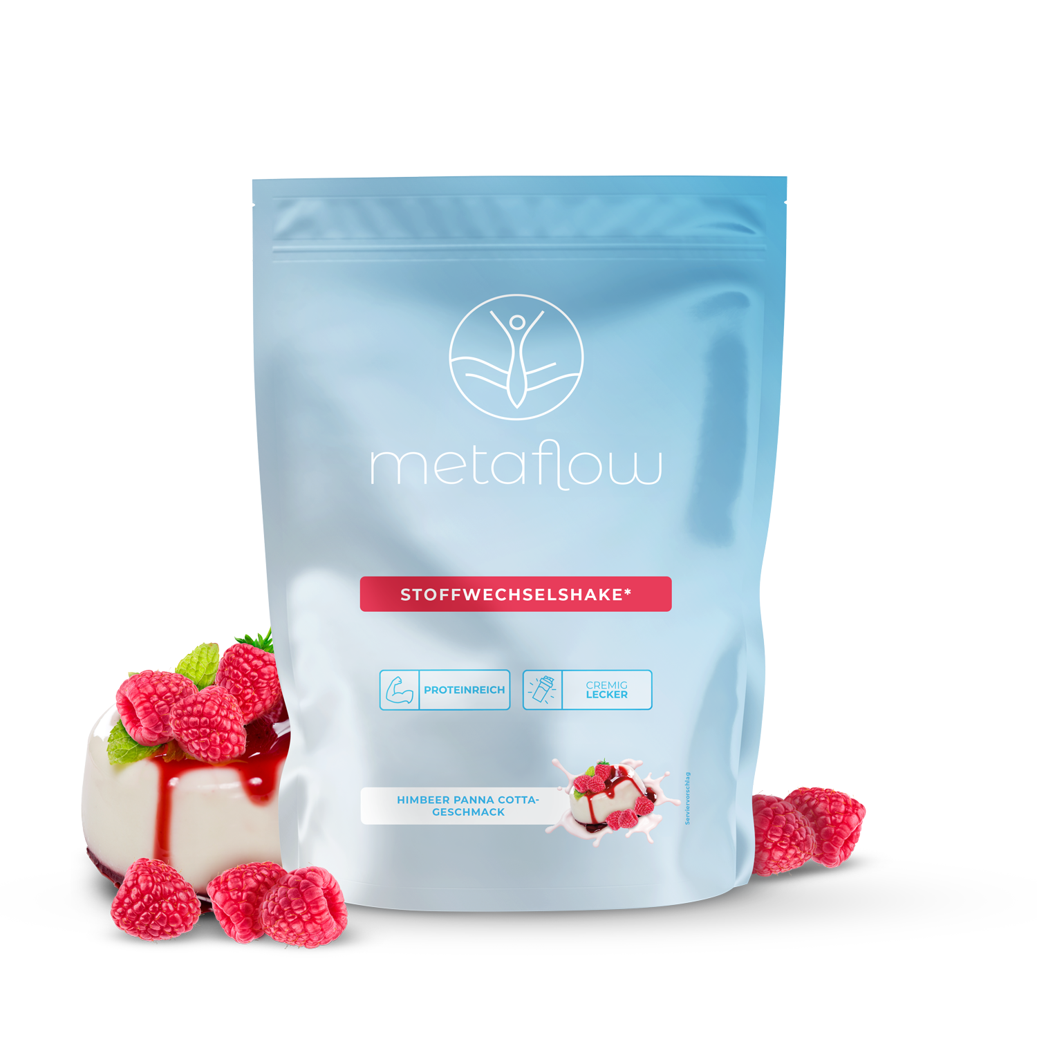 Stoffwechselshake Süß Geschmack Himbeer Pana Cotta