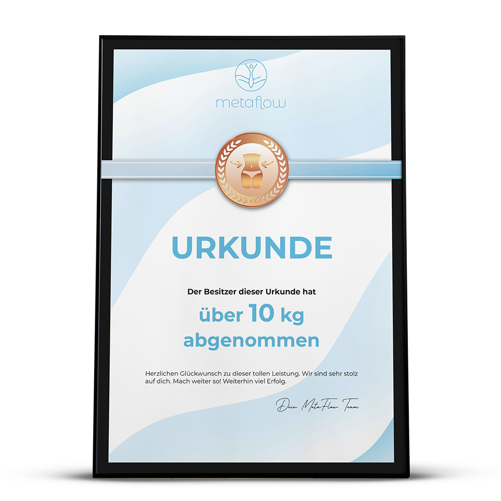 MetaFlow Urkunde 10 Kilo abgenommen