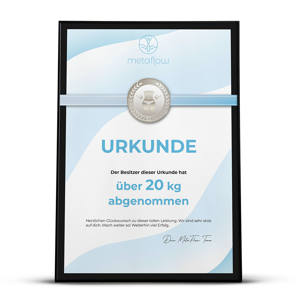 MetaFlow Urkunde 20 Kilo abgenommen