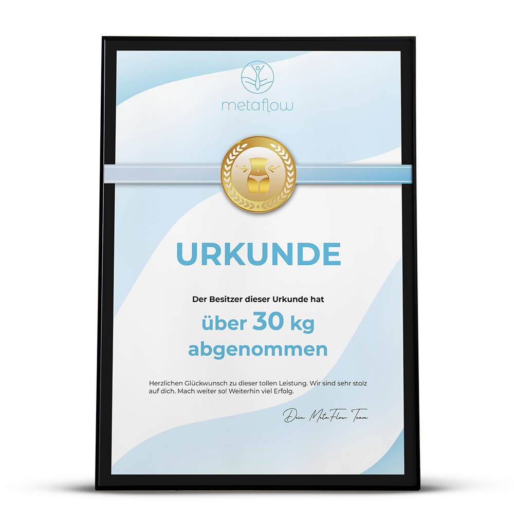 MetaFlow Urkunde 30 Kilo abgenommen