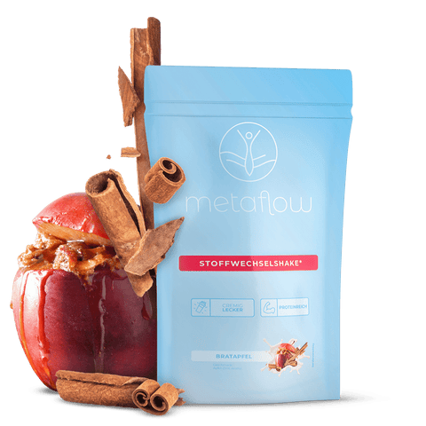 MetaFlow Produktbild Stoffwechselshake Süß Geschmack Bratapfel