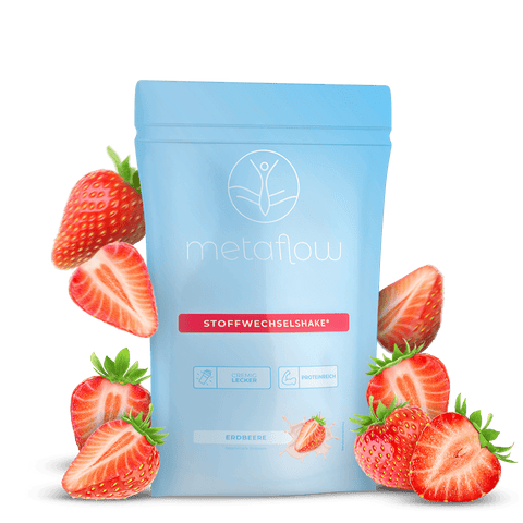 MetaFlow Produktbild Stoffwechselshake Süß Geschmack Erdbeere
