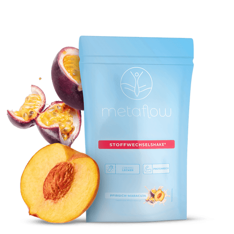 MetaFlow Produktbild Stoffwechselshake Süß Geschmack Pfirsich Maracuja