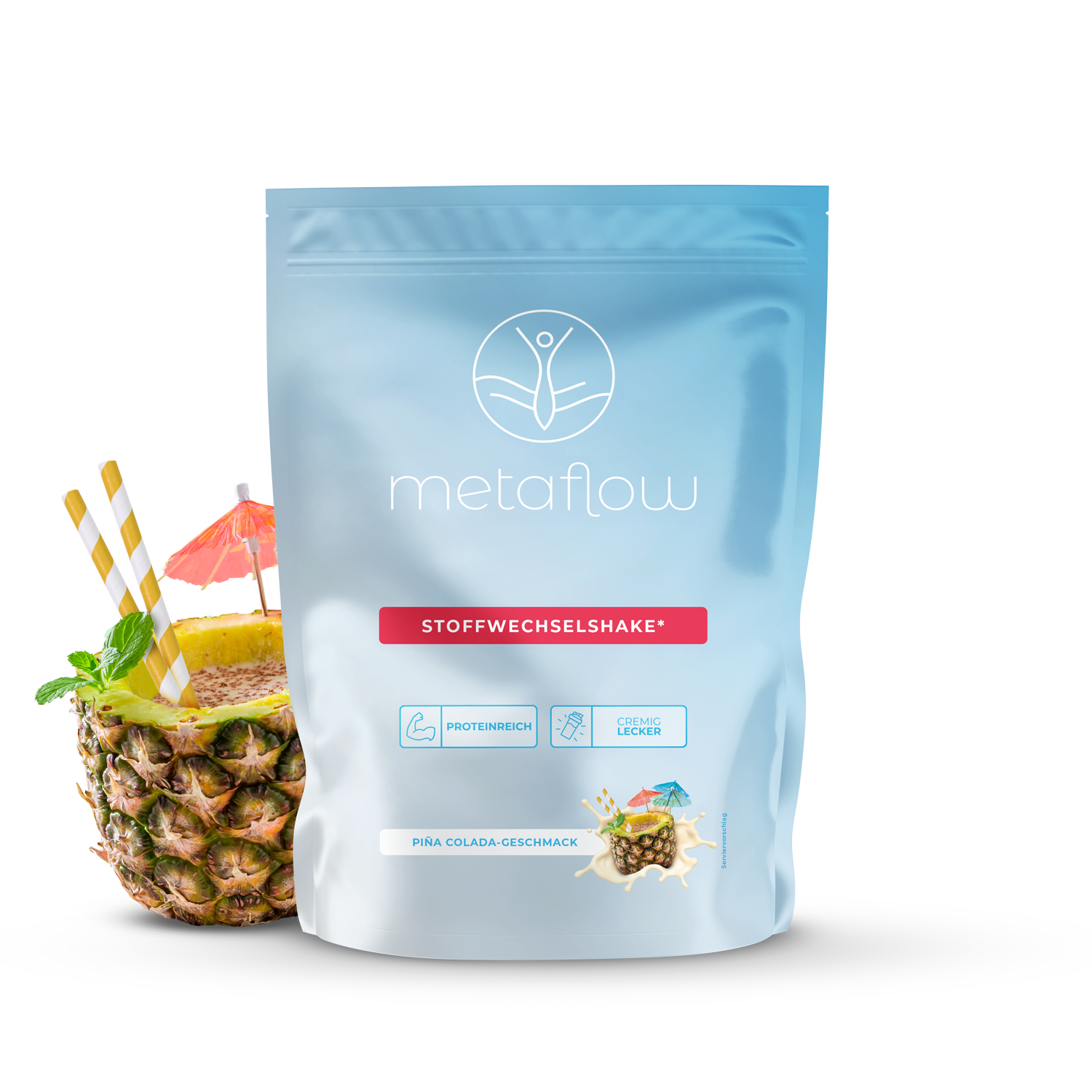 MetaFlow Produktbild Stoffwechselshake Süß Geschmack Pina Colada